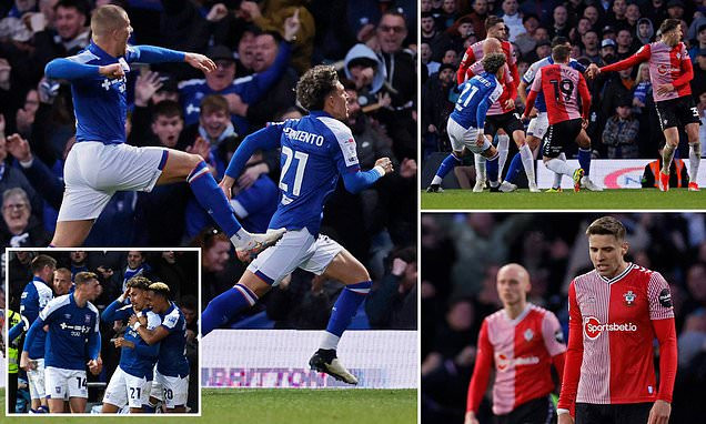 Ipswich 3-2 Southampton: Jeremy Sarmiento's injury time winner sends Kieran McKenna's side top of the Championship... as hosts complete dramatic comeback against the Saints | Daily Mail Online